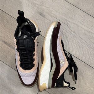 CHANEL Women's Quilted Sneakers - Pink, Black, Lilac and Cream